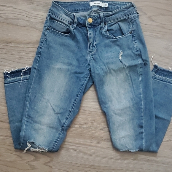 Blue Distressed Women's Jeans - Picture 1 of 4